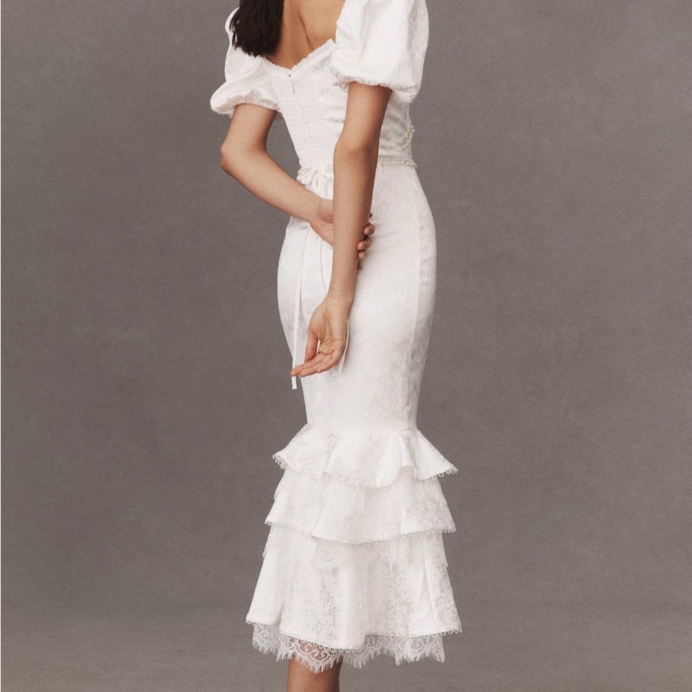 V. Chapman White Ruffled Midi Dress - Picture 2 of 4